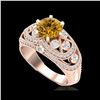 Image 1 : 2 ctw Intense Yellow Diamond Engagement Art Deco Ring 18K Rose Gold