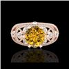 Image 2 : 2 ctw Intense Yellow Diamond Engagement Art Deco Ring 18K Rose Gold