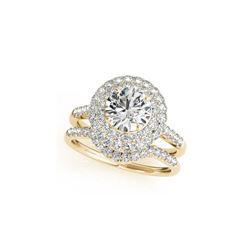 1.52 ctw Certified VS/SI Diamond 2pc Wedding Set Halo 14K Yellow Gold