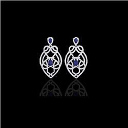 7 ctw Tanzanite & Micro VS/SI Diamond Heart Earrings 14K White Gold