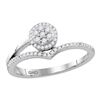 Image 1 : 10kt White Gold Round Diamond Cluster Chevron Fashion Ring 1/4 Cttw