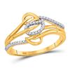 Image 1 : 10kt Yellow Gold Round Diamond Triple Row Leaf Band Ring 1/10 Cttw