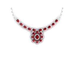 30.70 ctw Ruby & VS Diamond Necklace 18K White Gold