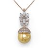 3.69 ctw Marquise Diamond and Pearl Necklace 18K Rose Gold