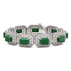 61.92 ctw Emerald & Diamond Victorian Bracelet 14K White Gold