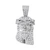 10kt White Gold Mens Round Diamond Jesus Christ Messiah Head Charm Pendant 3/4 Cttw