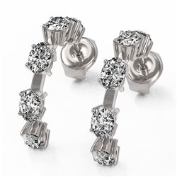 3.5 Ctw Oval Cut Diamond Designer Earrings 18K White Gold