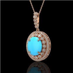 8.97 ctw Turquoise & Diamond Victorian Necklace 14K Rose Gold