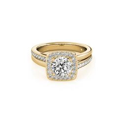 0.85 ctw Certified VS/SI Diamond Halo Ring 18K Yellow Gold