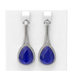 23.4 ctw Sapphire & Diamond Earrings 18K White Gold