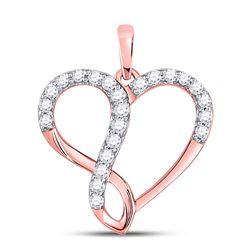 10kt Rose Gold Round Diamond Heart Infinity Pendant 3/8 Cttw