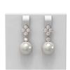 Image 1 : 1.2 ctw Diamond and Pearl Earrings 18K Rose Gold