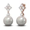 Image 2 : 1.2 ctw Diamond and Pearl Earrings 18K Rose Gold