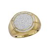 Image 1 : 10kt Yellow Gold Mens Round Diamond Concentric Circle Cluster Ring 5/8 Cttw