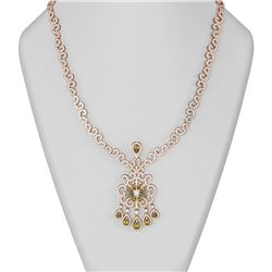 21.21 ctw Canary Citrine & Diamond Necklace 18K Rose Gold