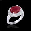 Image 1 : 4.50 ctw Ruby & Micro Pave VS/SI Diamond Certified Ring 18K White Gold