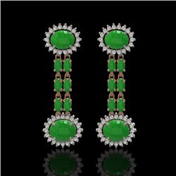 8.07 ctw Jade & Diamond Earrings 14K Rose Gold