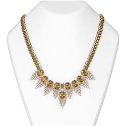 75.14 ctw Canary Citrine & Diamond Necklace 18K Rose Gold
