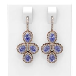 13.8 ctw Tanzanite & Diamond Earrings 18K Rose Gold