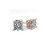Image 1 : 1.0 ctw VS/SI Princess Diamond Stud Earrings 18K Rose Gold