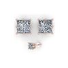 Image 2 : 1.0 ctw VS/SI Princess Diamond Stud Earrings 18K Rose Gold