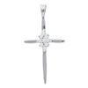 Image 1 : 10k White Gold Round Diamond Cluster Cross Pendant 1/12 Cttw