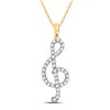 Image 1 : 10kt Yellow Gold Round Diamond Treble Clef Music Pendant 1/3 Cttw