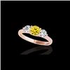 Image 1 : 3 ctw SI/I Fancy Intense Yellow Diamond 3 Stone Ring 10K Rose Gold