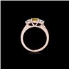 Image 2 : 3 ctw SI/I Fancy Intense Yellow Diamond 3 Stone Ring 10K Rose Gold