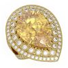 Image 1 : 17.38 ctw Canary Citrine & Diamond Victorian Ring 14K Yellow Gold