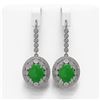 Image 1 : 11.02 ctw Jade & Diamond Victorian Earrings 14K White Gold