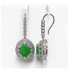 Image 2 : 11.02 ctw Jade & Diamond Victorian Earrings 14K White Gold