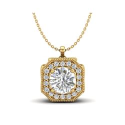 1.54 ctw VS/SI Diamond Solitaire Art Deco Necklace 18K Yellow Gold