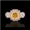 Image 2 : 1.01 ctw Intense Fancy Yellow Diamond Art Deco Ring 18K Rose Gold