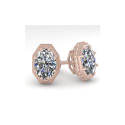 2 ctw VS/SI Oval Diamond Stud Earrings 18K Rose Gold