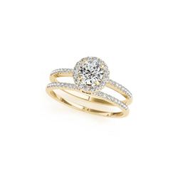 1.31 ctw Certified VS/SI Diamond 2pc Wedding Set Halo 14K Yellow Gold