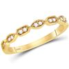 Image 1 : 14kt Yellow Gold Round Diamond Geometric Stackable Band Ring 1/10 Cttw