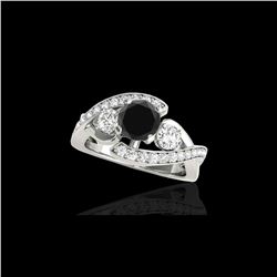 2.26 ctw Certified VS Black Diamond Bypass Solitaire Ring 10K White Gold