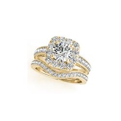 1.55 ctw Certified VS/SI Diamond 2pc Wedding Set Halo 14K Yellow Gold