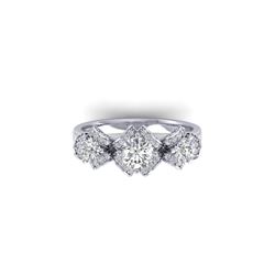 2 ctw VS/SI Diamond Art Deco 3 Stone Ring 18K White Gold