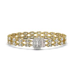 13.04 ctw Emerald Cut & Oval Diamond Bracelet 18K Yellow Gold