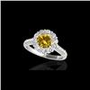 Image 1 : 2.75 ctw Certified SI/I Fancy Intense Yellow Diamond Ring 10K White Gold