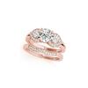 Image 1 : 1.3 ctw Certified VS/SI Diamond 3 Stone 2pc Set Ring Wedding 14K Rose Gold