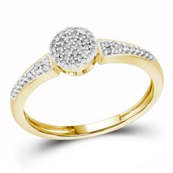 10kt Yellow Gold Round Diamond Circle Cluster Ring 1/6 Cttw