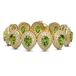 57.24 ctw Tourmaline & Diamond Victorian Bracelet 14K Yellow Gold
