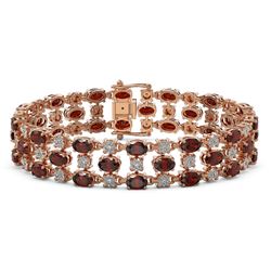 24.68 ctw Garnet & Diamond Bracelet 10K Rose Gold