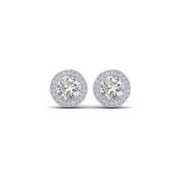 1.85 ctw VS/SI Diamond Art Deco Micro Stud Halo Earrings 18K White Gold