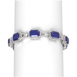 57.3 ctw Sapphire & Diamond Bracelet 18K White Gold