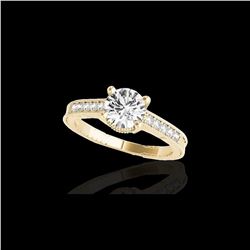 1.2 ctw Certified Diamond Solitaire Antique Ring 10K Yellow Gold