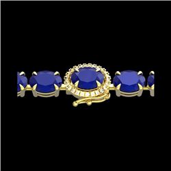37 ctw Sapphire & VS/SI Diamond Micro Pave Bracelet 14K Yellow Gold
